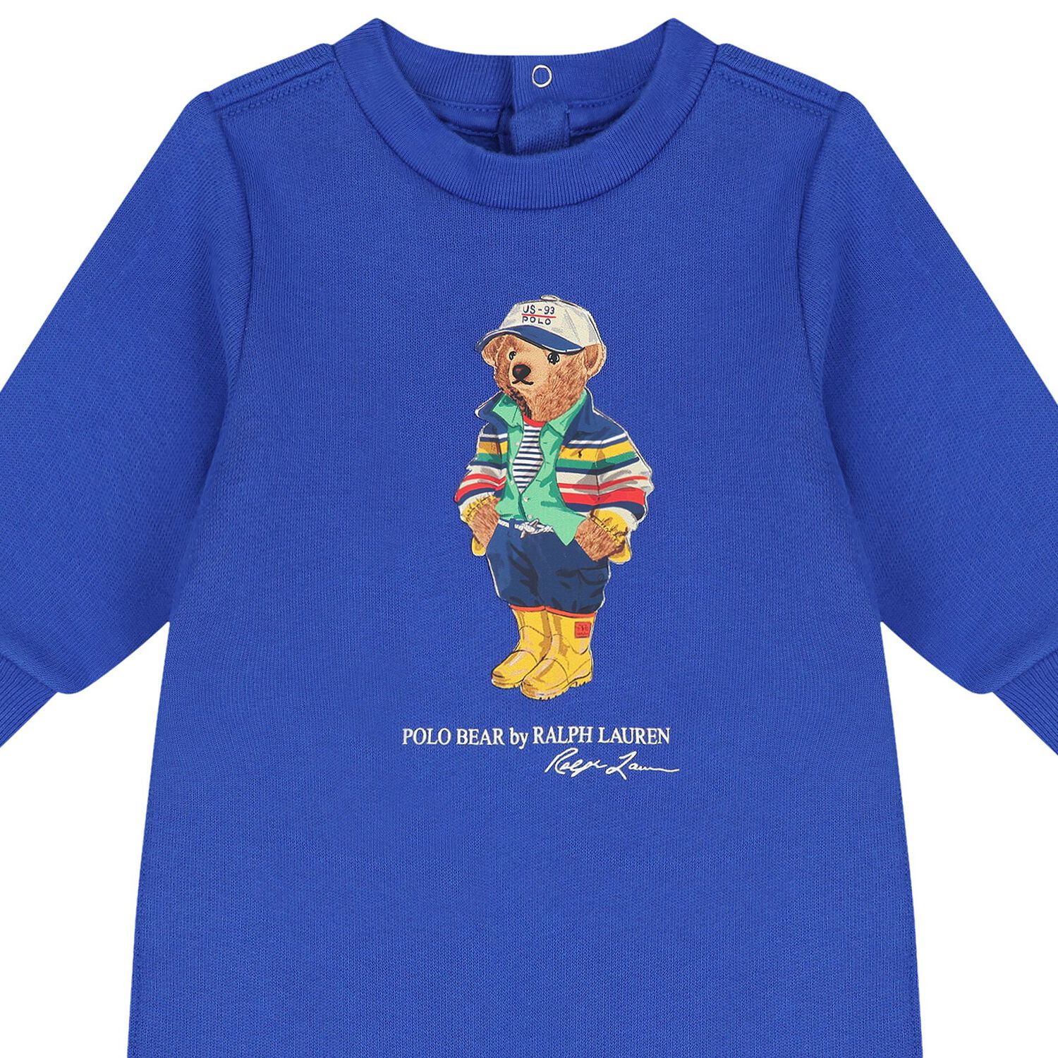 Baby Boys Blue Polo Bear Romper, 1, hi-res