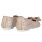 Girls Beige Embellished Bow Shoes, 1, hi-res