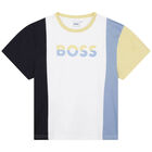 Boys White & Blue Logo T-Shirt, 1, hi-res