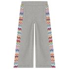 Girls Grey Zigzag Glittery Trousers, 1, hi-res