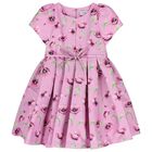 Girls Pink Floral Satin Dress, 1, hi-res