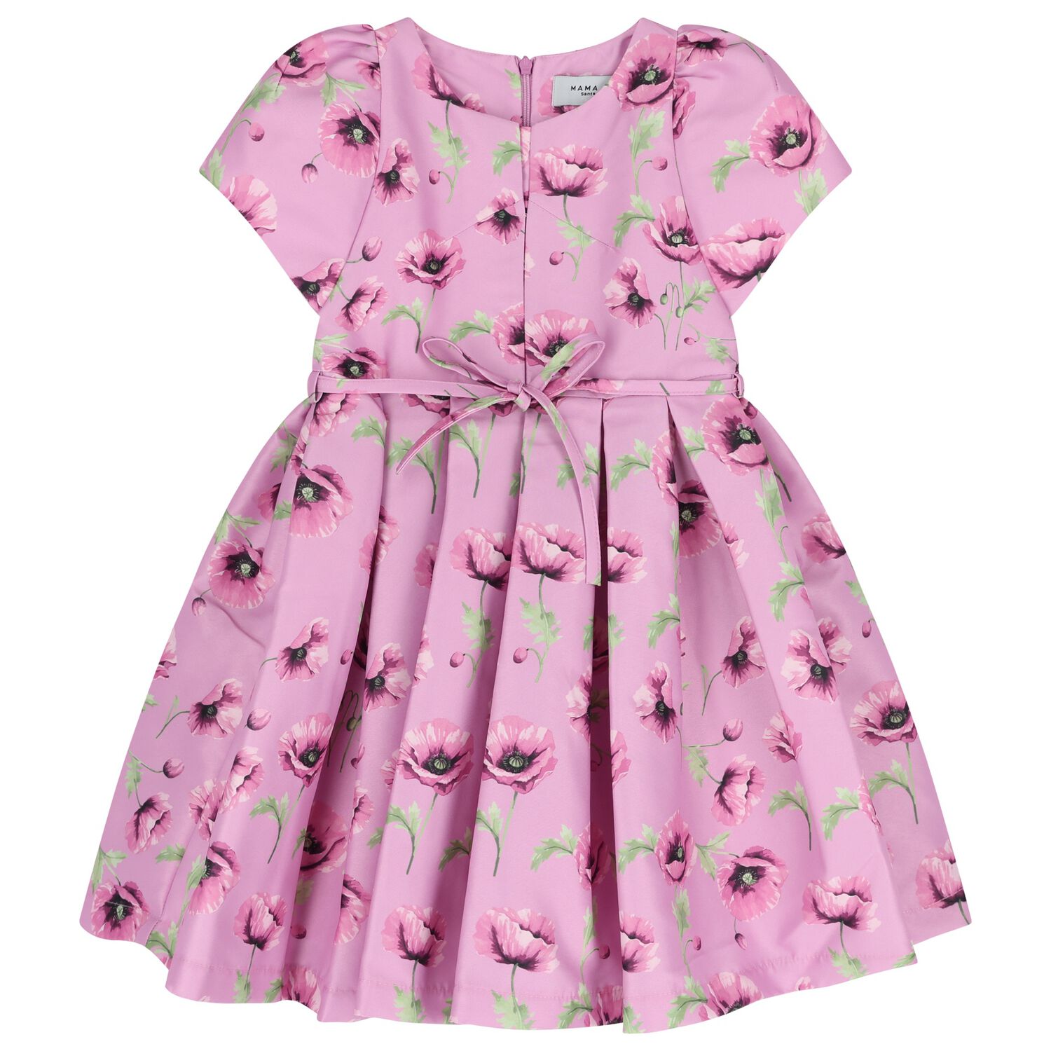 Girls Pink Floral Satin Dress, 1, hi-res image number null