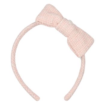 Girls Pink Tweed Bow Headband