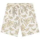 Boys Ivory & Beige Abstract Shorts, 1, hi-res