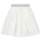 Girls White Pearls Tulle Skirt Set, 1, hi-res