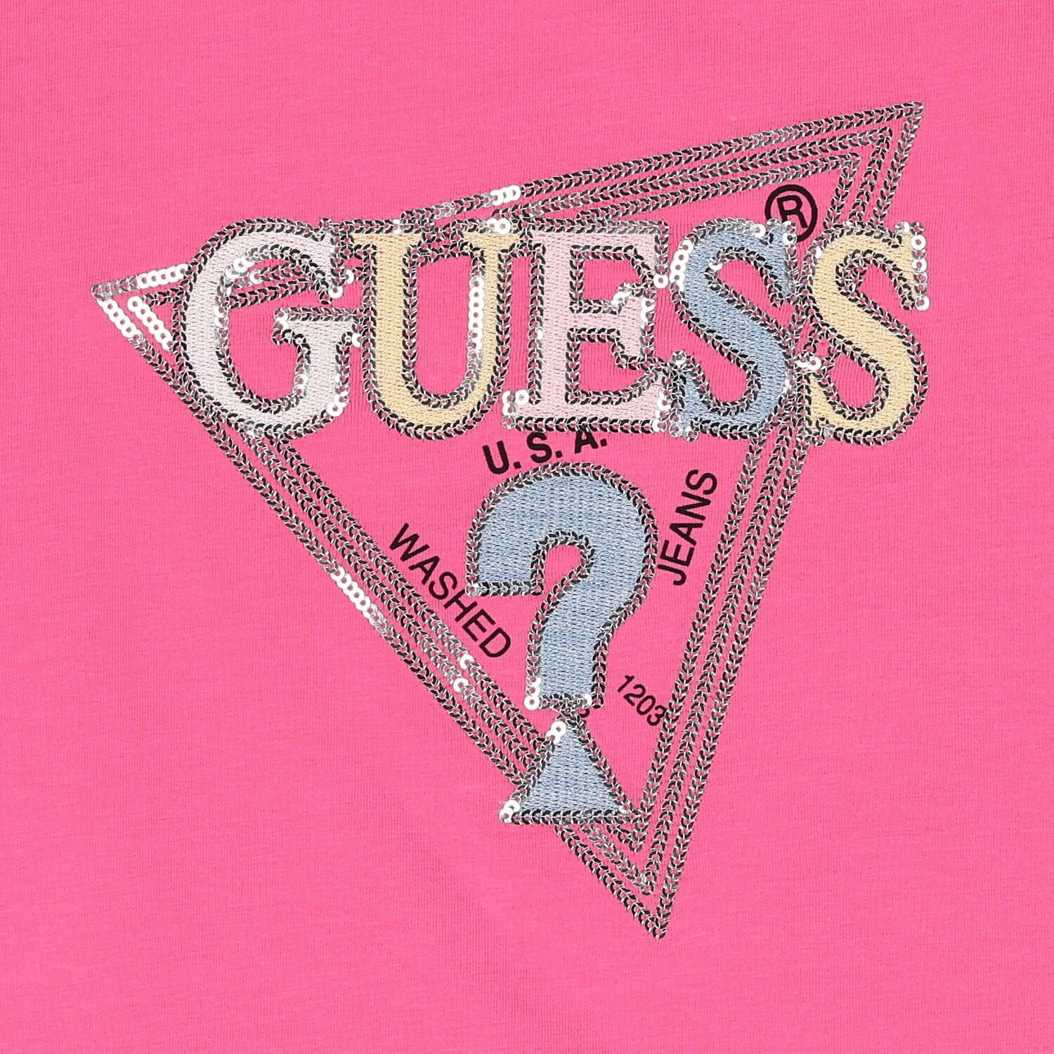 Girls Pink Logo Sequin Long Sleeve Top, 3, hi-res image number null
