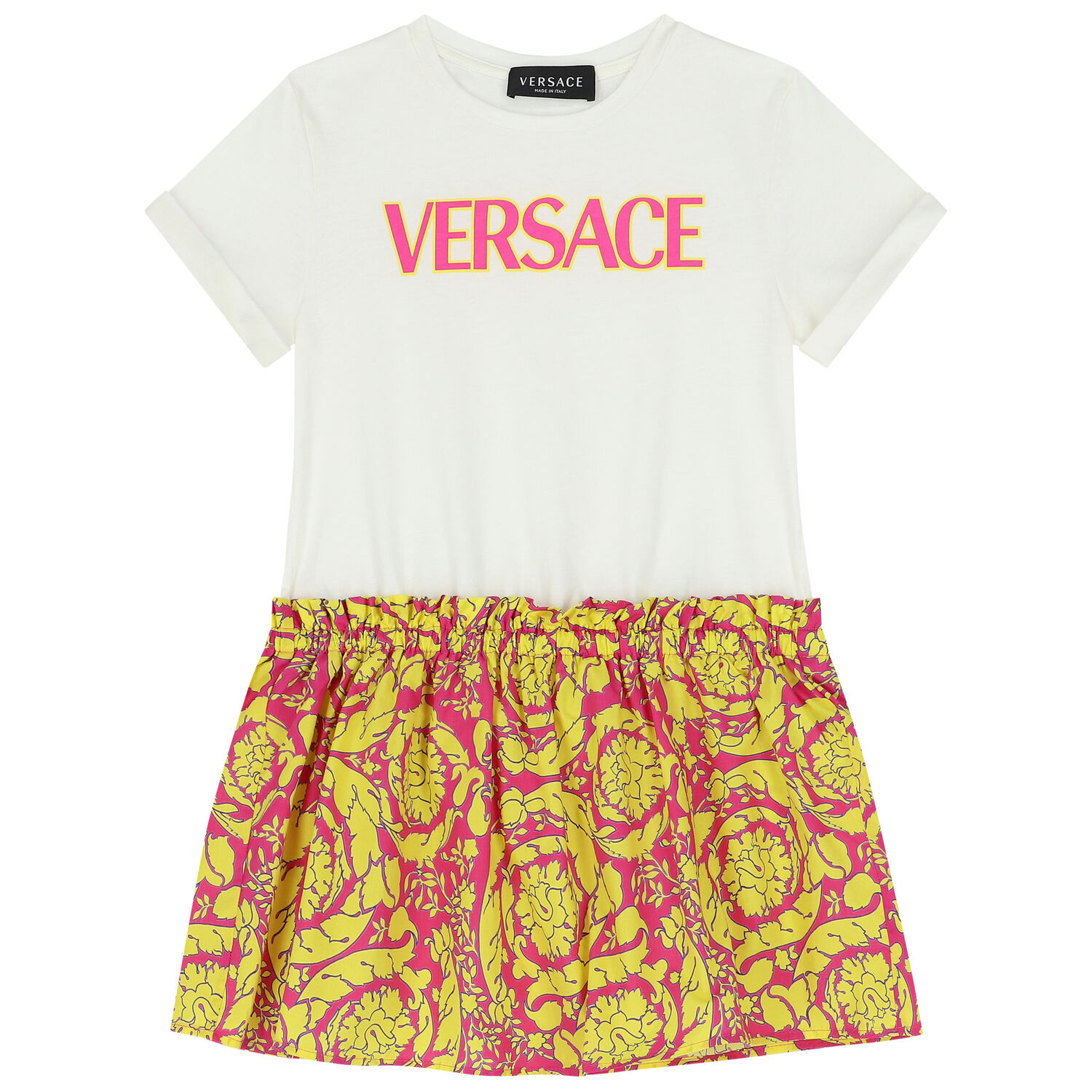 Girls Ivory, Pink & Yellow Barocco Dress, 1, hi-res image number null