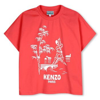 Red Eiffel Tower & Tiger Tail Logo T-Shirt