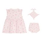 Baby Girls Pink Strawberry Dress Set, 1, hi-res