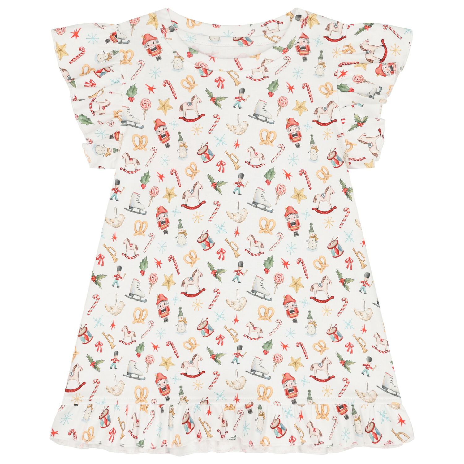 Girls White Christmas Pyjamas, 1, hi-res image number null