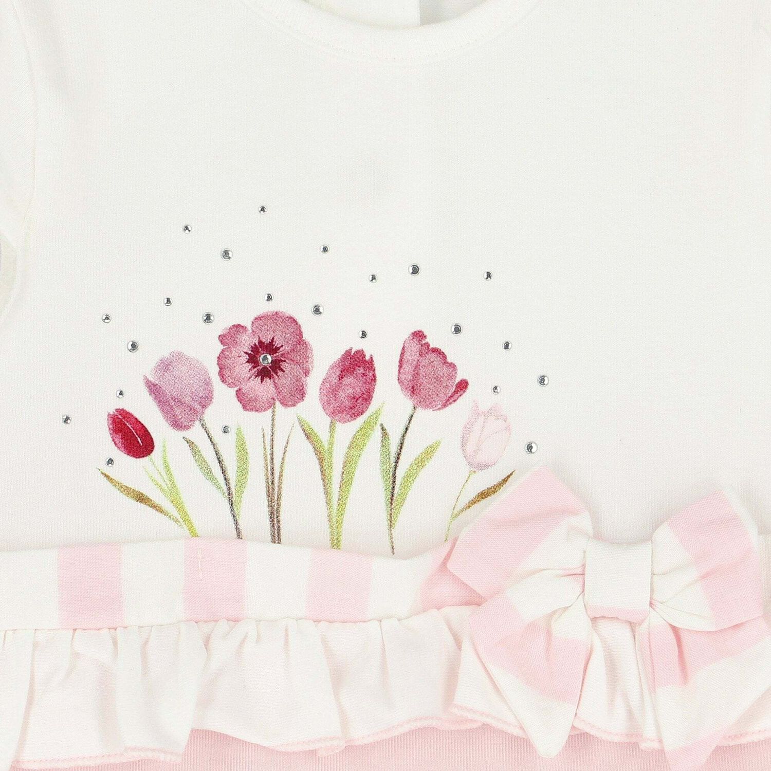 Baby Girls White & Pink Floral Romper , 1, hi-res image number null