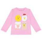 Younger Girls Pink Animals Long Sleeve Top, 1, hi-res