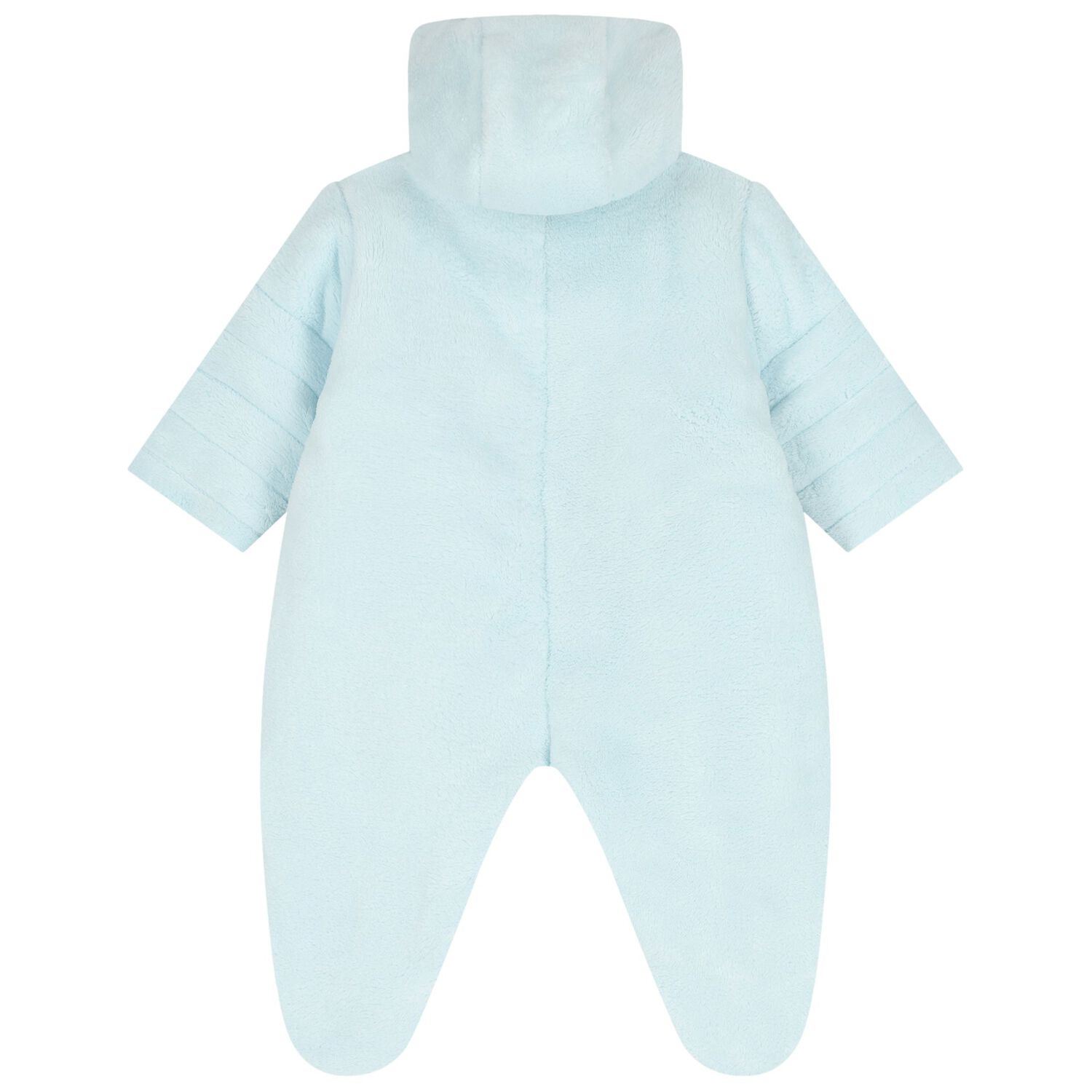 Baby Boys Blue Fleece Hooded Pramsuit, 1, hi-res image number null