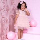 Baby Girls Pink Sequins Tulle Dress Set, 1, hi-res