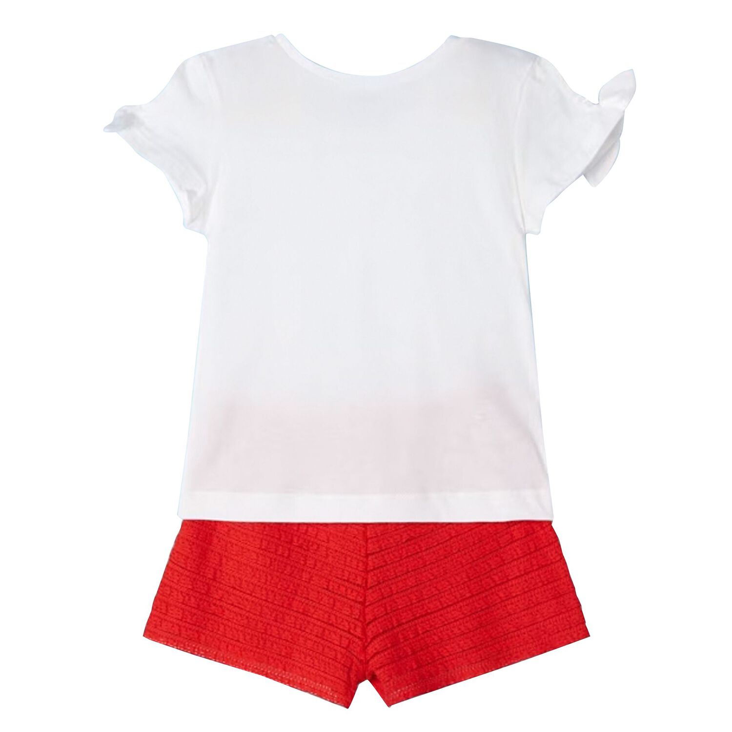 Girls White & Red Frilled Shorts Set, 1, hi-res