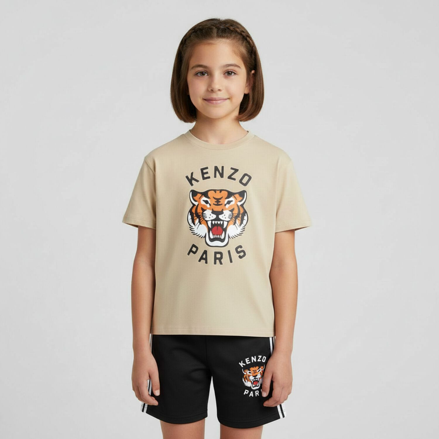 Beige Tiger Logo T-Shirt, 3, hi-res