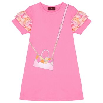 Girls Pink Logo Bag Dress