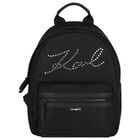 Girls Black Logo Backpack, 1, hi-res