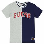 Boys Grey & Navy Logo T-Shirt, 1, hi-res