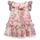 Baby Girls Pink & Red Floral Tulle Dress, 3, hi-res