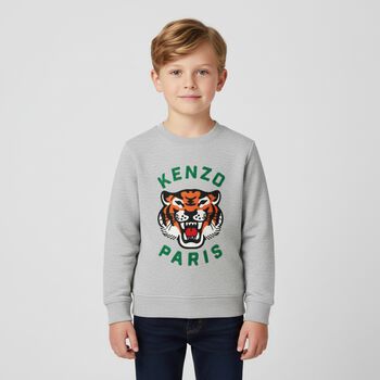 Boys Grey Tiger Logo Sweatshirt