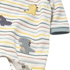 Baby Boys Ivory Striped Dinosaur Babygrow, 1, hi-res