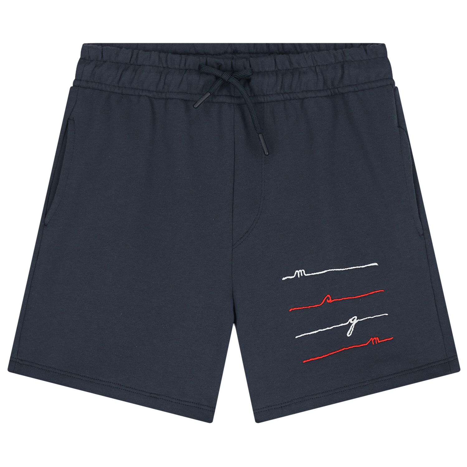 Boys Navy Blue Logo Shorts, 1, hi-res