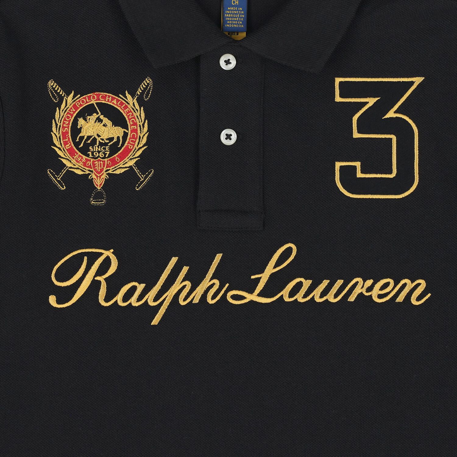 Boys Black Logo Polo Shirt, 1, hi-res