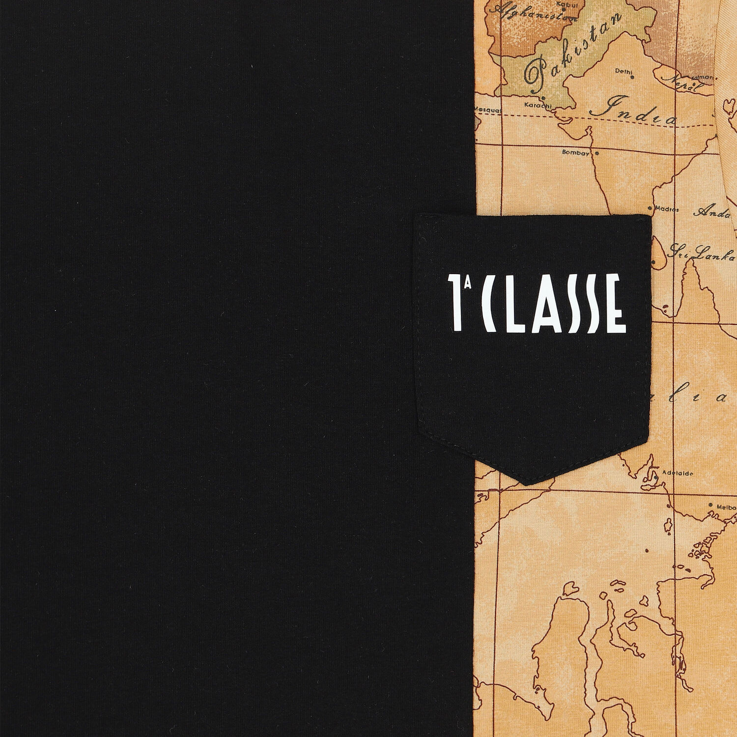 Boys Black & Beige Logo Geo Map T-Shirt, 1, hi-res