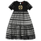 Girls Black Logo Dress, 2, hi-res