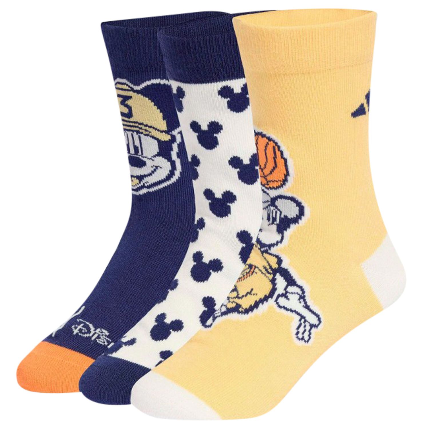 Boys Navy Blue & Yellow Disney Logo Socks ( 3-Pack ), 1, hi-res