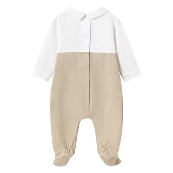 Baby Boys Ivory & Beige Babygrow