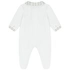 Baby Boys White & Grey Striped Collar Babygrow, 2, hi-res