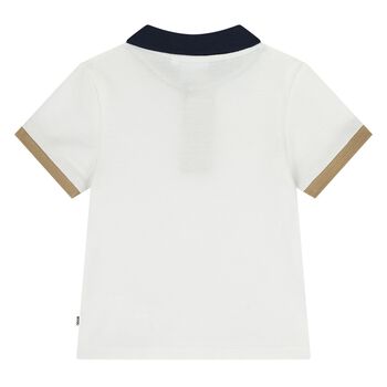 Younger Boys White Logo Polo Shirt