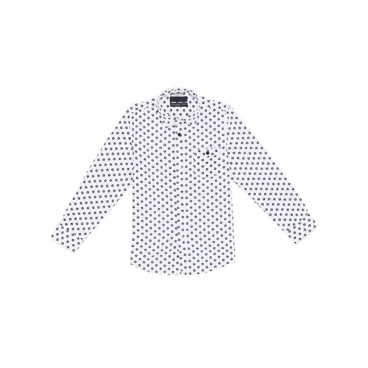 Boys White & Navy Printed Shirt, 1, hi-res
