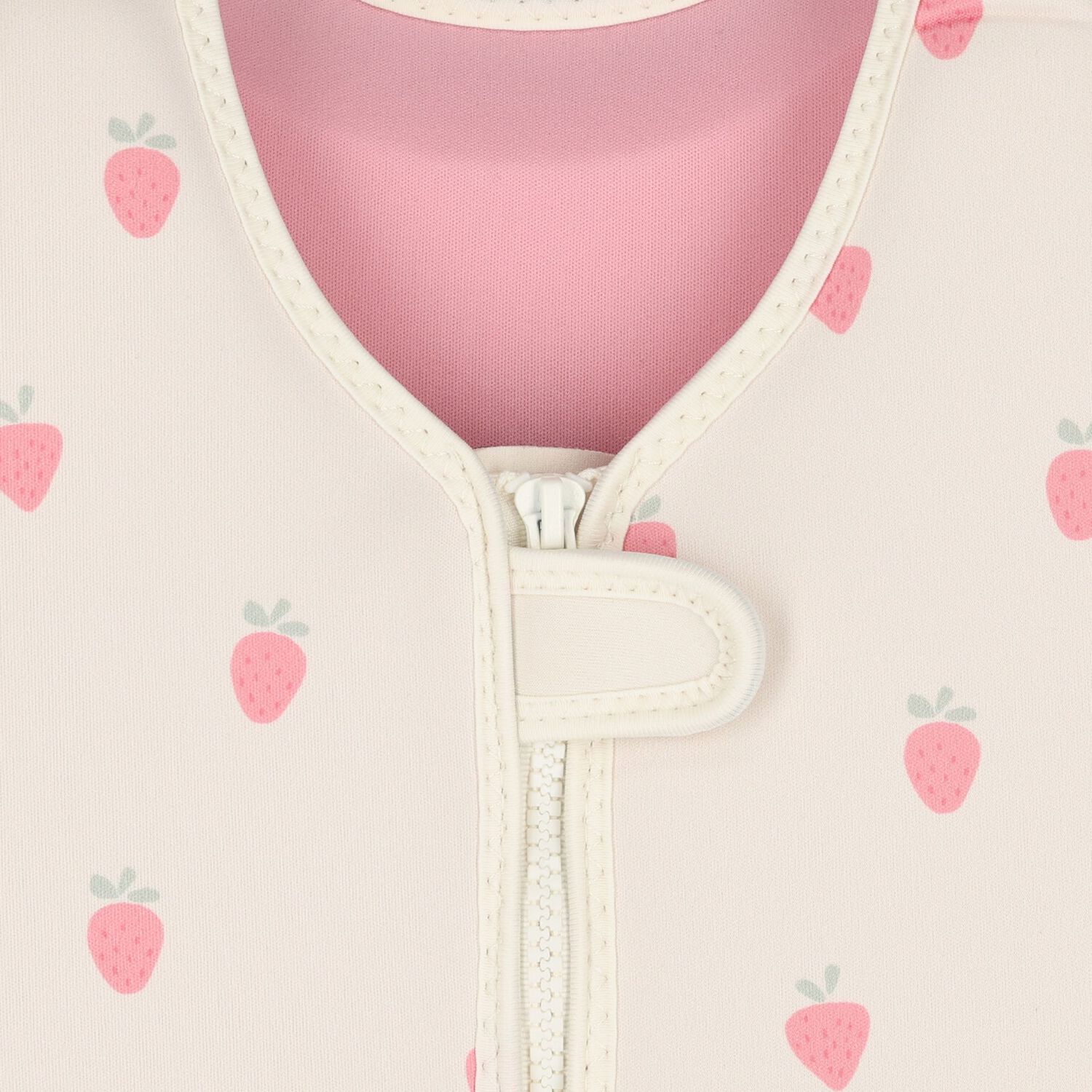 Girls Beige & Pink Strawberry Swim Vest, 1, hi-res