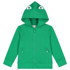 Boys Green Hooded Zip Up Top, 1, hi-res