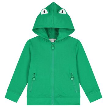 Boys Green Hooded Zip Up Top