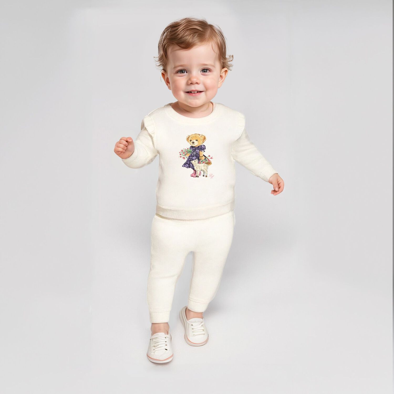 Baby Girls Ivory Polo Bear Tracksuit, 1, hi-res image number null