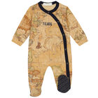 Beige Logo Geo Map Babygrow, 1, hi-res