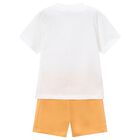 Boys White & Orange Shark Shorts Set, 2, hi-res