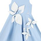 Girls Blue Satin Floral Dress, 3, hi-res