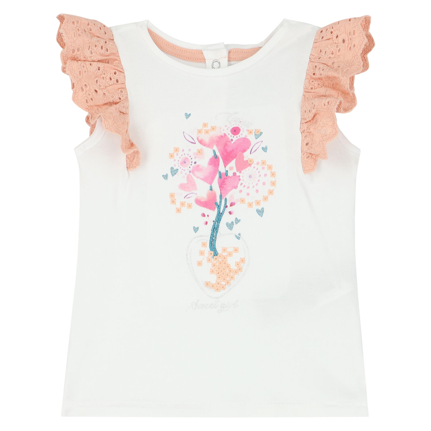 Baby Girls White & Pink Shorts Set, 1, hi-res