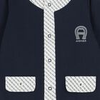 Baby Boys Navy Blue Logo Babygrow, 3, hi-res