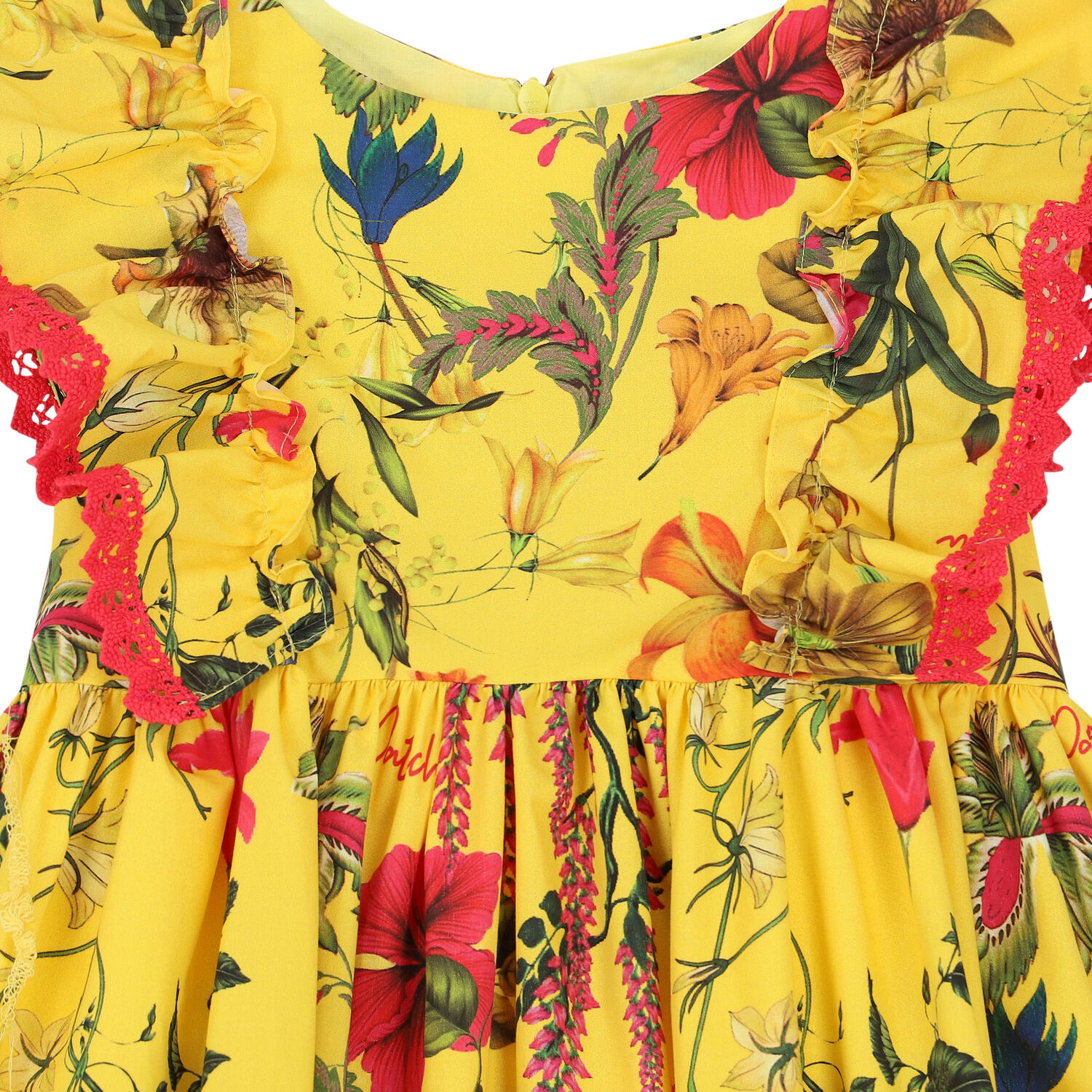 Girls Yellow Floral Dress, 1, hi-res