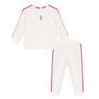 Baby Girls Ivory & Pink Logo Tracksuit, 1, hi-res