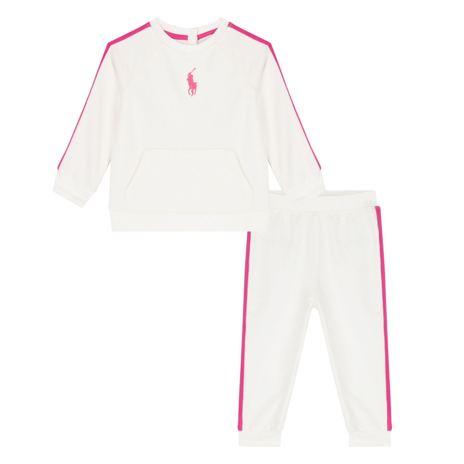 Baby Girls Ivory & Pink Logo Tracksuit, 1, hi-res