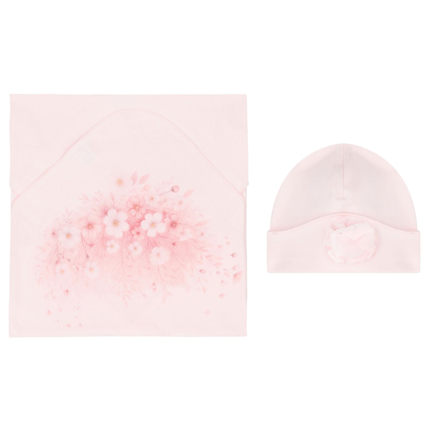 Baby Girls Pink Floral Blanket Set, 1, hi-res