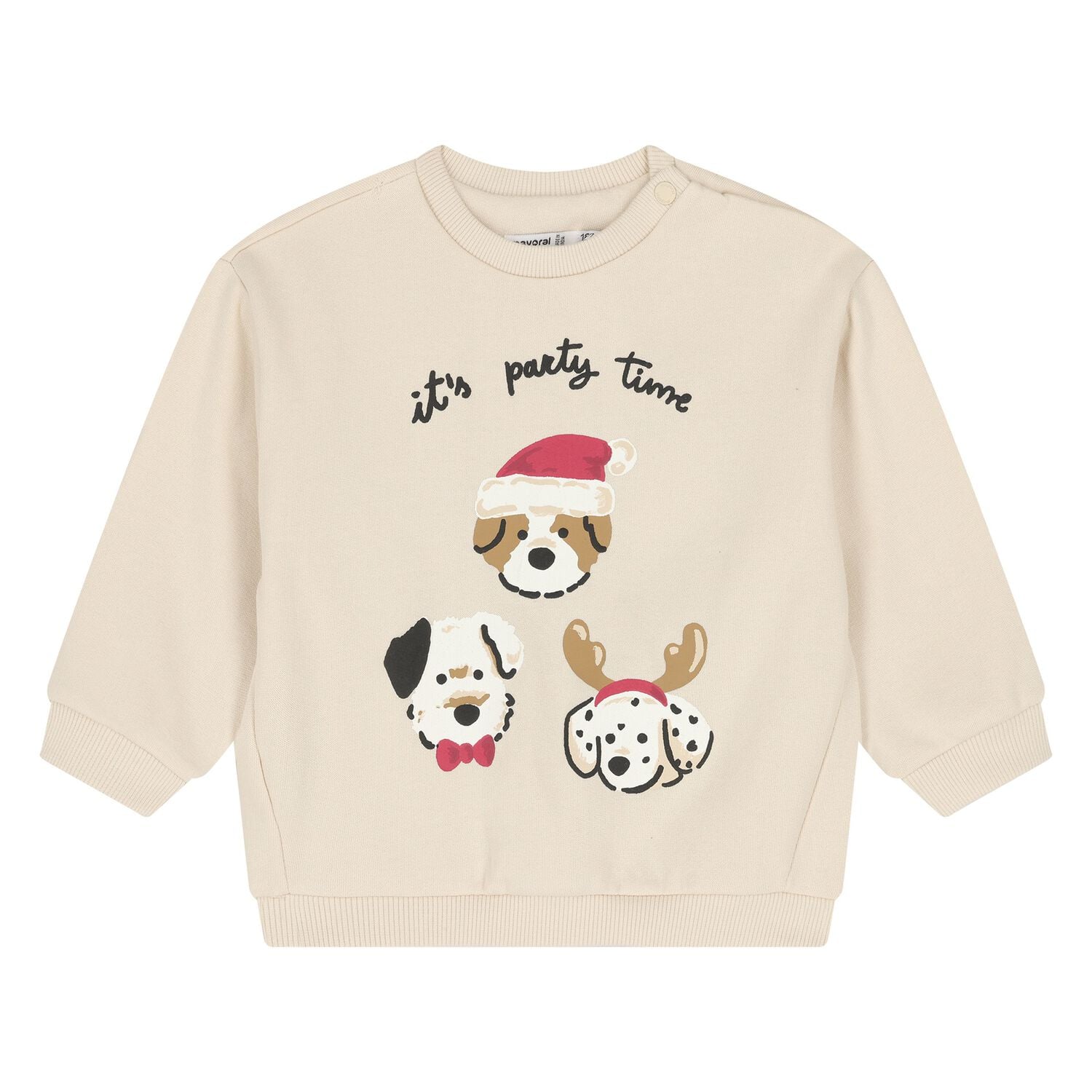 Younger Boys Beige Dogs Sweatshirt, 1, hi-res