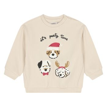 Younger Boys Beige Dogs Sweatshirt